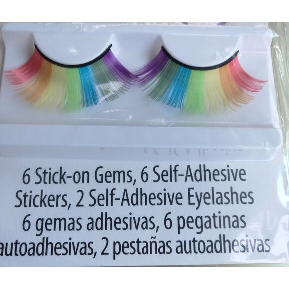 Rainbow Pride Face Jewelry Eyelashes Set Gems Heart Stickers Mardi Gras LGBT - Picture 2 of 7
